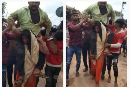 Cheating wife forced to parade husband through the streets after having an affair