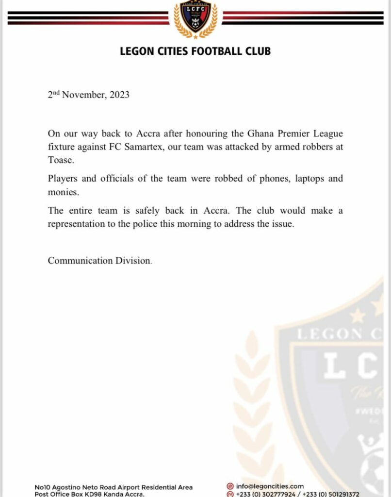 Legon Cities bus attack