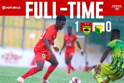Kotoko 1-0 Goldstars: Asante Kotoko scores its 19th goal in 19 games.
